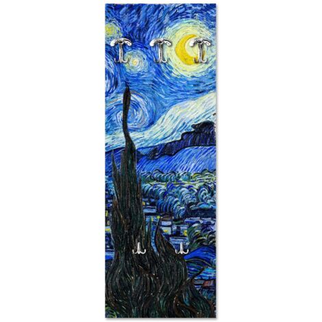 Lupia - Appendiabiti da Parete 46x125 cm Design Notte Stellata 5 Ganci Robusti Montaggio Facile Pannello Decorativo Multifunzione, Multicolor, Legno Ingegnerizzato (1/4)