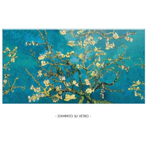 Lupia Quadro Moderno Stampa su Vetro Temperato GLASS RAMI DI MANDORLO  Alta Definizione e Lucentezza di Colori  Design Elegante per Soggiorno, Camera, Ufficio  Facile da Appendere, 73x139 cm (1/4)