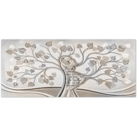 Lupia - Stampa su Tela Canvas World AMORE e famiglia, Quadro Moderno 52x122 cm, Arte Digitale Alta Risoluzione, Tema albero della vita con testo decorativo, da Parete per Casa, capezzale