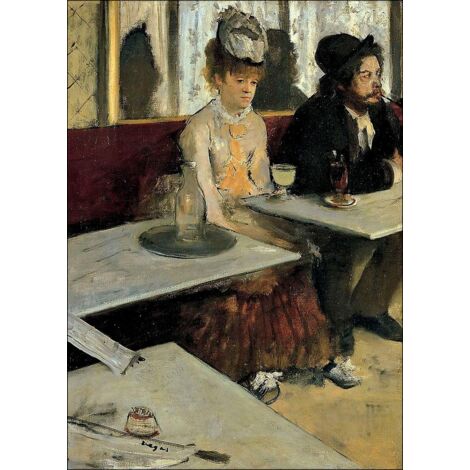 Lupia - Quadro su Tela il Meglio dell'Arte, 50x70 cm L ASSENZIO - DEGAS, Riproduzione d'Arte su Tela, Montato su Telaio in Legno 3 cm, Made in Italy