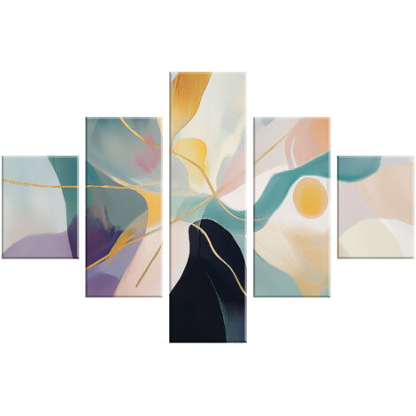 Lupia - Quadro moderno 5 pezzi su tela pvc, Grande Vogue, ABSTRACT GALAXY, 105x160 cm, Stampe ad alta risoluzione, Facili da appendere, Ideale per soggiorno, camera da letto, Made in Italy
