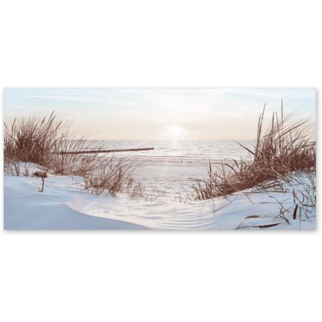 Lupia - Quadro moderno su Tela Canvas DEEP 65x143 cm TRAMONTO CON DUNE, Tela Cotone, Stampa, Made in Italy, Telaio in Legno, casa, soggiorno, capezzale camera da letto, hotel, ufficio (1/4)