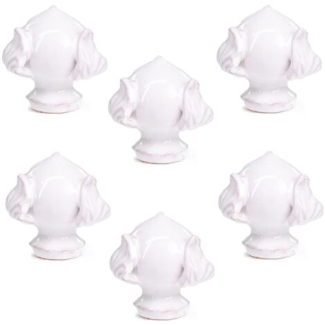 Lupia - Set 6 pezzi PUMO Salentino in Ceramica BIANCO, Chiuso Altezza 6 cm, artigianali Unici in ogni pezzo, Segnaposto per eventi, feste, cerimonie e matrimonio, Soprammobile Bomboniera (1/4)
