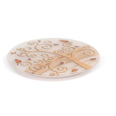Lupia - Sottopentola in Vetro temperato stampato a colori Collezione Albero della Vita TREE diametro 21 cm STILYZED TREE BEIGE