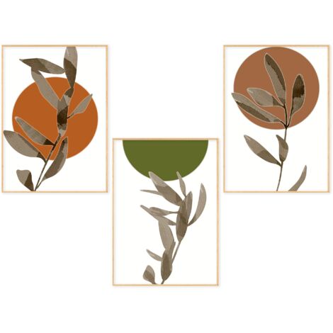 Lupia POSTER Set 3 stampe da parete ZEN LEAVES A3 29,7x42 cm ART PRINTS METAL con finitura metallizzata per soggiorno, camera da letto, cucina, astratti alta qualita', SENZA CORNICE (1/4)