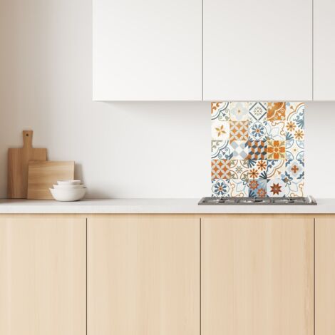 Lupia Pannello Paraschizzi Schienale Cucina con decorazione stampata, TILES COLOR, in Alluminio composito, Facile da applicare, Lavabile Ignifugo Resistente all'Acqua 60xH62,5 cm