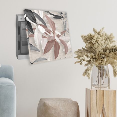 Lupia - Quadro Copri Cassaforte Tela LEAVES MIX, decorazione moderna per nascondere Quadri Elettrici, Contatori, Modem, Cotone con Telaio Legno, varie dimensioni senza cerniera 80x80 cm