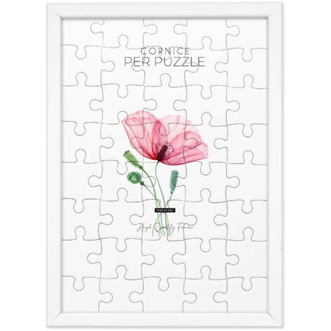 Lupia - Cornice per Puzzle Optical White Bianca da parete in Legno, protezione frontale in Acrilico Trasparente, Adatta e Compatibile con Formati Vari di dimensioni, pezzi e tessere 27x19 cm