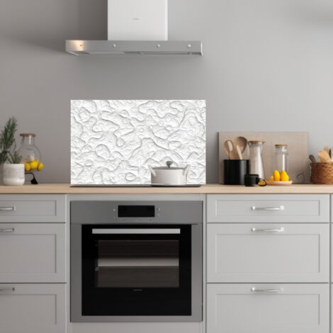 Lupia Pannello Paraschizzi Schienale Cucina con decorazione stampata, TEXTURE WHITE, in Alluminio composito, Facile da applicare, Lavabile Ignifugo Resistente all'Acqua 90xH62,5 cm