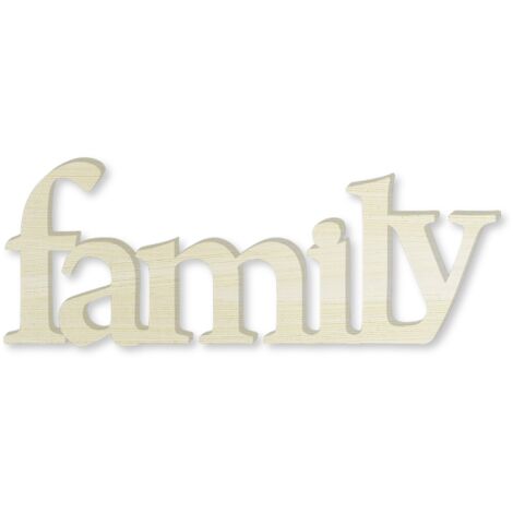 Lupia - Scritte in Legno 3D FAMILY, WOOD WRITE colorazione Shabby, Decorazione Made in Italy, Facile da Appendere o Appoggiare, per Casa e Negozio, 67x26x1 cm, legno ecologico MDF (1/4)