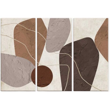 Lupia - GRANDE QUADRO Moderno 3 Pezzi ABSTRACT POLYGON, Stampa su Tela poliestere 100x150 cm, forme astratte, Pronto da Appendere, Decorazione per Soggiorno, camera da letto e Ufficio