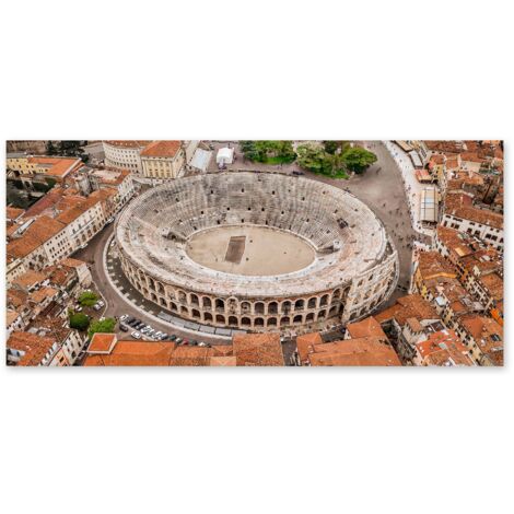 Lupia - Quadro moderno su Tela Canvas DEEP 65X143 cm, con paesaggi e localismi italiani, per casa, soggiorno, capezzale camera da letto, hotel, ufficio, VERONA - ARENA DALL'ALTO (1/4)