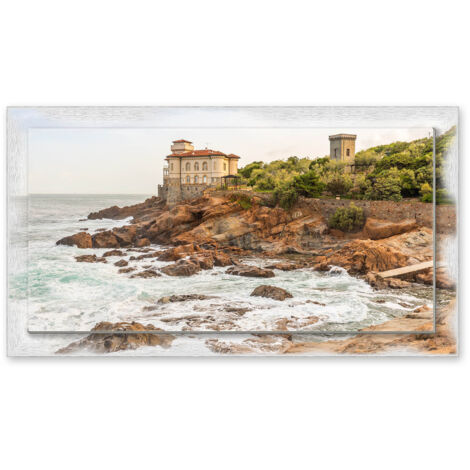 Lupia - Quadro moderno su Tela con Cornice stampata NEWEXT 75x135 cm, paesaggi localismi italiani, per casa soggiorno capezzale camera da letto hotel ufficio, LIVORNO CASTELLO DEL BOCCALE (1/4)