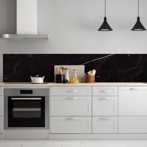 Lupia Pannello Paraschizzi Schienale Cucina con decorazione stampata, MARMO DARK, in Alluminio composito, Facile da applicare, Lavabile Ignifugo Resistente all'Acqua 300xH62,5 cm