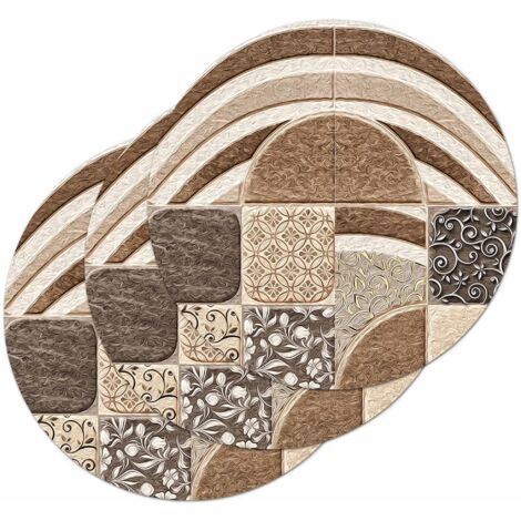 Lupia - Sottotutto decorato con stampa a colori in Legno ROTONDO Sotto bicchiere, piatto, pentola con varie dimensioni diam. 10 cm Set 3pz - LEAVES TILES C