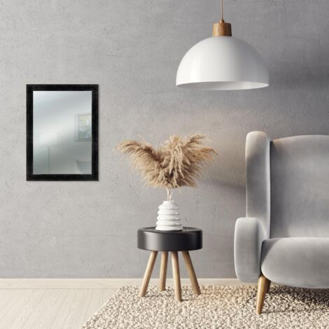 Lupia - Specchio da Parete Moderno BOSTON 59x79 cm, Design Shabby-Chic, Adatto per Camera, Soggiorno, Ingresso, Montaggio Verticale o Orizzontale, Beige, Vetro Nero
