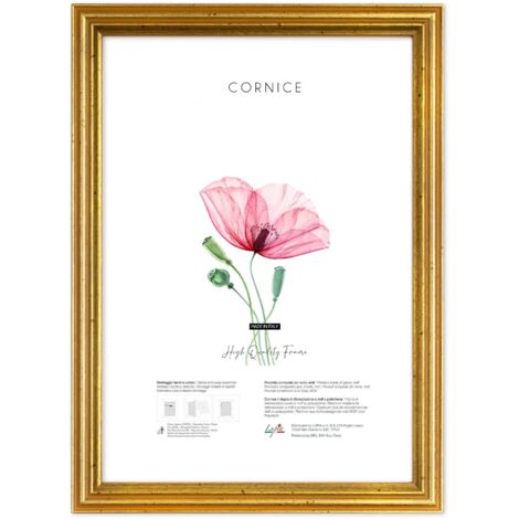 Lupia - Cornice Portafoto da Parete, Oro Anticato BLITZ, Made in Italy, Appendibile Orizzontale/Verticale, dorata, per Foto, Stampe Artistiche, Poster, Quadri Moderni A4
