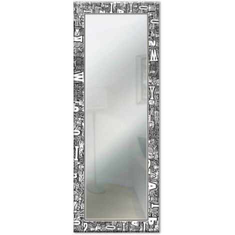 Lupia - Specchio da Parete Lungo MIRROR FANTASY LETTERS BLACK 44X127 cm, Design Moderno, Cornice in Legno Stampata, Ideale per Camera da Letto e Soggiorno, Legno Letters  Grey