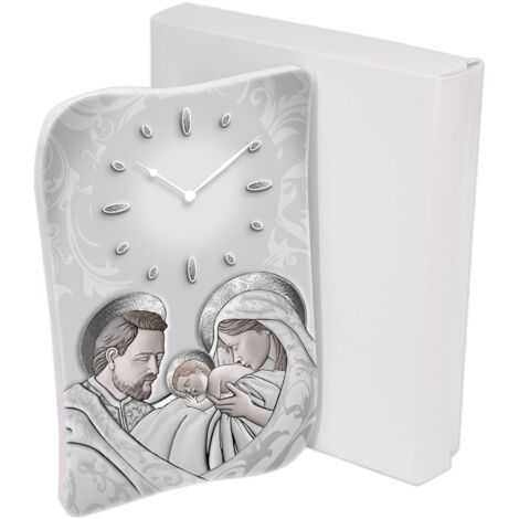 Lupia - Bomboniera con Scatola bianca OROLOGIO GEA da parete o tavolo in legno stampato THE KISS SHABBY GREY 15x21 cm idea regalo per Matrimonio Cresima Comunione Battesimo Anniversario Compleanno