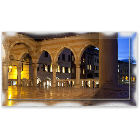Lupia - Quadro moderno su Tela con Cornice stampata NEWEXT 75x135 cm, paesaggi localismi italiani, per casa soggiorno capezzale camera da letto hotel ufficio, UDINE ARCHI LOGGIA LIONELLO (1/4)