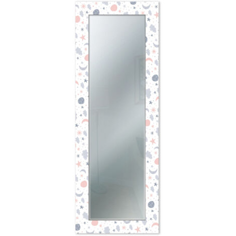 Lupia - Specchio da Parete Moderno MIRROR FANTASY BABY ASTRONOMY con Cornice Stampata in Legno Ideale per Camera da Letto e Ingresso Specchio Vero Vetro Cristallo, 44x127 cm, Vetro