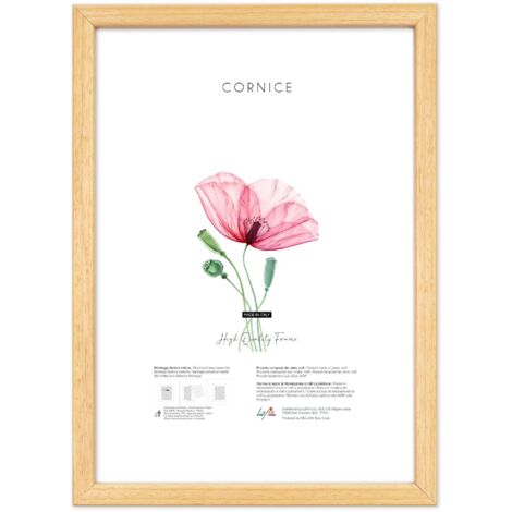 Lupia - Cornice Portafoto da Parete in Legno OPTICAL, Design Moderno e Elegante, Facile da Appendere, Produzione Italiana, per Foto, Stampe Artistiche, Poster, Quadri Moderni 25x35 cm - Legno naturale
