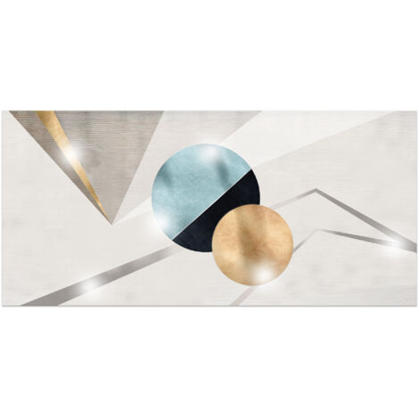Lupia - Quadro Moderno MONDIE' GEOMETRIC LINE con Stampa Alta Definizione, Lamina Argento o Oro, Adatto a Soggiorno e Camera, Made in Italy, 31x66 cm, poster su Legno