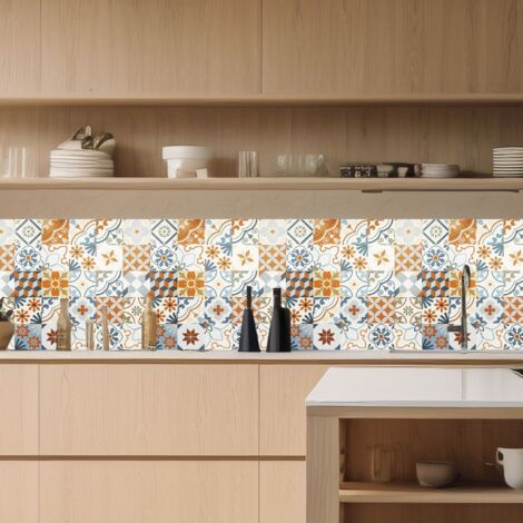 Lupia Pannello Paraschizzi Schienale Cucina con decorazione stampata, TILES COLOR, in Alluminio composito, Facile da applicare, Lavabile Ignifugo Resistente all'Acqua 260xH62,5 cm