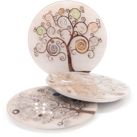 Lupia - Sottopentola in Vetro temperato stampato a colori Collezione Albero della Vita TREE diametro 21 cm TREE BEIGE