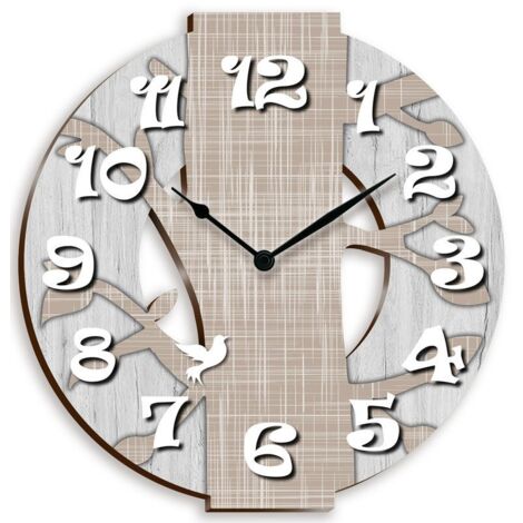 Lupia - Orologio da parete lavorato in legno cm 32X32 TREE BROWN