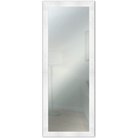 Lupia - Specchio da Parete Moderno BOSTON 41x124 cm, Cornice in Legno MDF, Design Shabby Chic, per Camera da Letto, Soggiorno, Ingresso, Montaggio Verticale o Orizzontale, Legno Ingegnerizzato Bianco