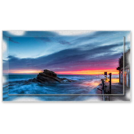 Lupia - Quadro moderno su Tela con Cornice stampata NEWEXT 75x135 cm, paesaggi localismi italiani, per casa soggiorno capezzale camera da letto hotel ufficio, ANCONA SPIAGGIA DEL PASSETTO (1/4)