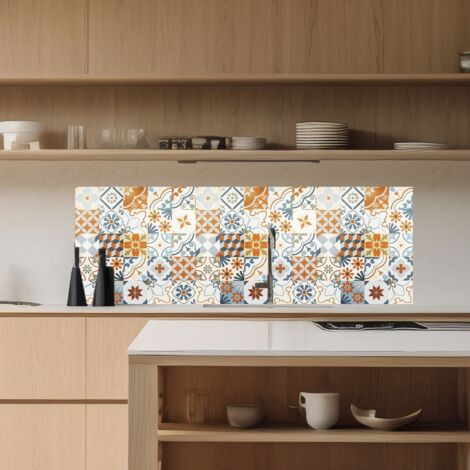 Lupia Pannello Paraschizzi Schienale Cucina con decorazione stampata, TILES COLOR, in Alluminio composito, Facile da applicare, Lavabile Ignifugo Resistente all'Acqua 180xH62,5 cm