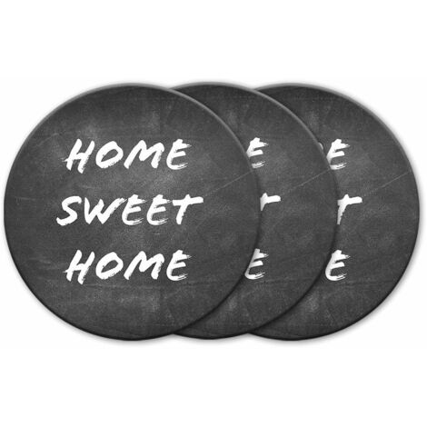 Lupia - Sottotutto decorato in Legno Rotondo Sotto bicchiere, piatto, pentola HOME SWEET HOME 10 cm Set 3 pz