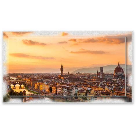 Lupia - Quadro moderno su Tela con Cornice stampata NEWEXT 75x135 cm, paesaggi localismi italiani, per casa soggiorno capezzale camera da letto hotel ufficio, FIRENZE PANORAMA CITY BROWN (1/4)