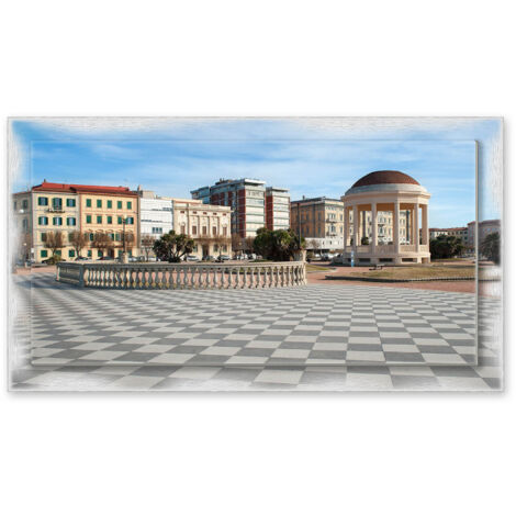 Lupia - Quadro moderno su Tela con Cornice stampata NEWEXT 75x135 cm, paesaggi localismi italiani, per casa soggiorno capezzale camera da letto hotel ufficio, LIVORNO TERRAZZA MASCAGNI (1/4)