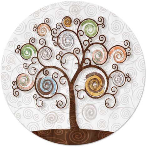 Lupia - Sottotutto decorato Albero della vita in Legno Rotondo Sotto bicchiere, piatto, pentola TREE WHITE 32 cm 1 pz