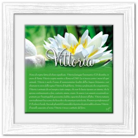 Lupia - Quadro mattonella Ceramica Modern White 29x29 cm con significato del nome Vittoria (1/4)