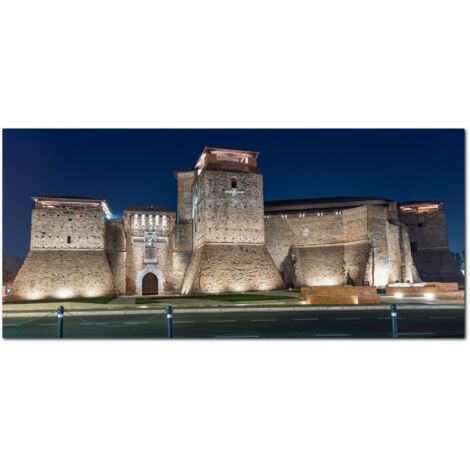 Lupia - Quadro moderno su Tela Canvas DEEP 65X143 cm, con paesaggi e localismi italiani, per casa, soggiorno, capezzale camera da letto, hotel, ufficio, RIMINI - CASTEL SISMONDO (1/4)