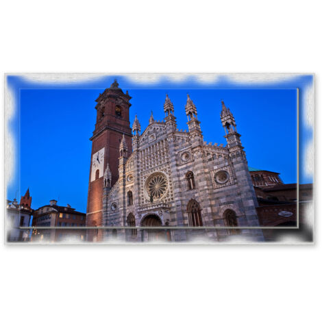 Lupia - Quadro moderno su Tela con Cornice stampata NEWEXT 75x135 cm, paesaggi localismi italiani, per casa soggiorno capezzale camera da letto hotel ufficio, MONZA DUOMO (1/4)