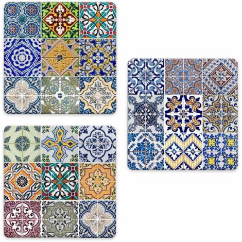 Lupia - SOTTOTUTTO Quadrato Collezione TILES Set assortito Sottobicchiere, Sottopiatto o Sottopentola, segnaposto, bomboniera in legno decorato con stampa 48 pz 20x20 cm sotto piatto, pentola