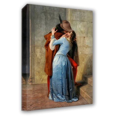 Lupia - Quadro su Tela il Meglio dell'Arte, 70x100 cm IL BACIO - HAYEZ, Riproduzione d'Arte su Tela, Montato su Telaio in Legno 3 cm, Made in Italy