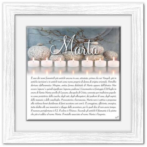 Lupia - Quadro mattonella Ceramica Modern White 29x29 cm con significato del nome Marta (1/4)