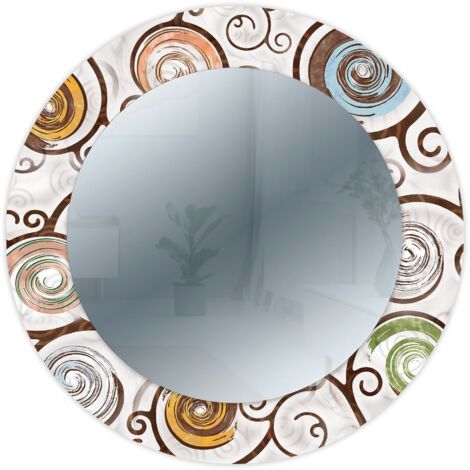 Lupia - Specchio da Parete Rotondo, MIRROR FANTASY TREE WHITE, Cornice Stampata in Legno, Design Moderno, Albero della Vita, Camera da Letto, Soggiorno, Ingresso, Diametro 65 cm (1/4)