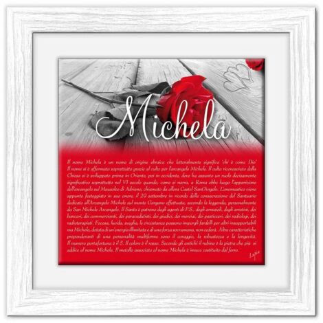 Lupia - Quadro mattonella Ceramica Modern White 29x29 cm con significato del nome Michela (1/4)