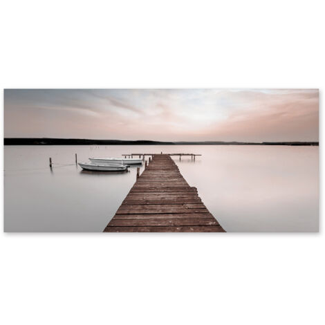 Lupia - Quadro moderno su Tela Canvas DEEP 65x143 cm LAKE VIEW Tela Cotone, Stampa, Made in Italy, Telaio in Legno, casa soggiorno capezzale camera da letto hotel ufficio