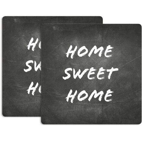 Lupia - Sottotutto decorato in Legno QUADRATO Sotto bicchiere, piatto, pentola HOME SWEET HOME Blackboard 20x20 cm Set 2 pz