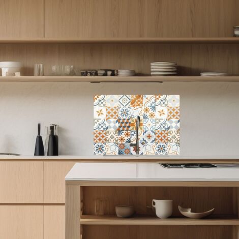 Lupia Pannello Paraschizzi Schienale Cucina con decorazione stampata, TILES COLOR, in Alluminio composito, Facile da applicare, Lavabile Ignifugo Resistente all'Acqua 90xH62,5 cm