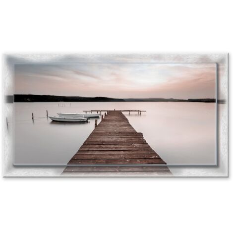 Lupia - Quadro moderno su Tela con Cornice stampata, NEWEXT 75x135 cm LAKE VIEW, stampa tela in cotone e cornice legno mdf, soggiorno, camera da letto, cucina, ufficio (1/4)