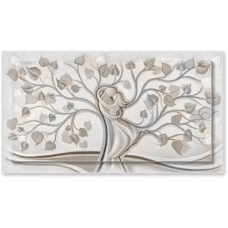 Lupia - Quadro moderno su Tela con Cornice stampata, NEWEXT 75x135 cm ALBERO ABBRACCIO MIX, stampa tela in cotone e cornice legno mdf, amore e famiglia, per soggiorno, camera da letto, cucina, ufficio (1/4)
